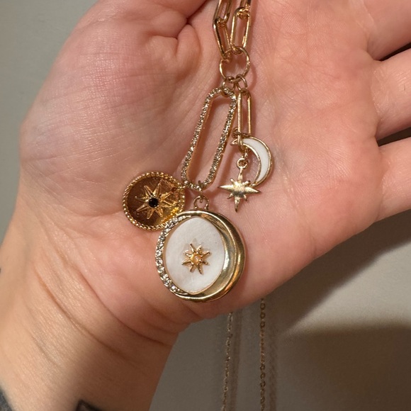 Gold Celestial Moon & Star Pendant Necklace - Picture 3 of 5
